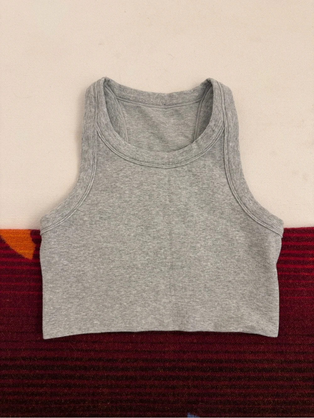 Alo Grey Women's Ribbed Crop Tank Top